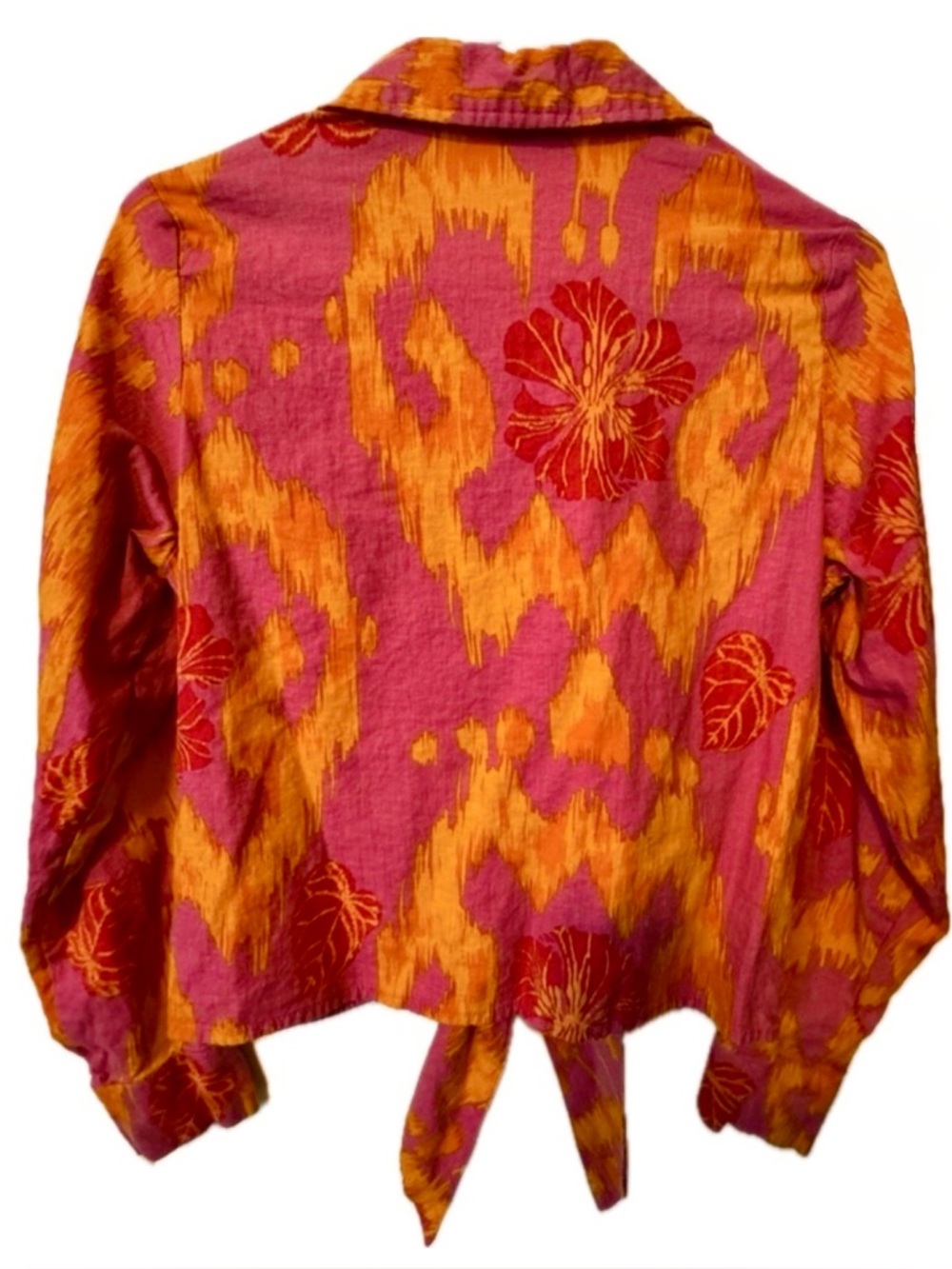 Women’s Tie-Front Blouse in Magenta and Gold - Picture 2 of 6